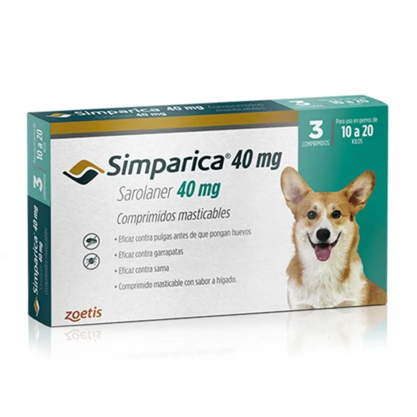Simparica 3 Comprimidos  10 a 20 Kg